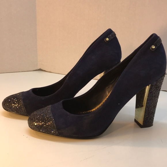 C. Wonder Blue Suede & Sequins Pumps Size 8.5 - Picture 3 of 8
